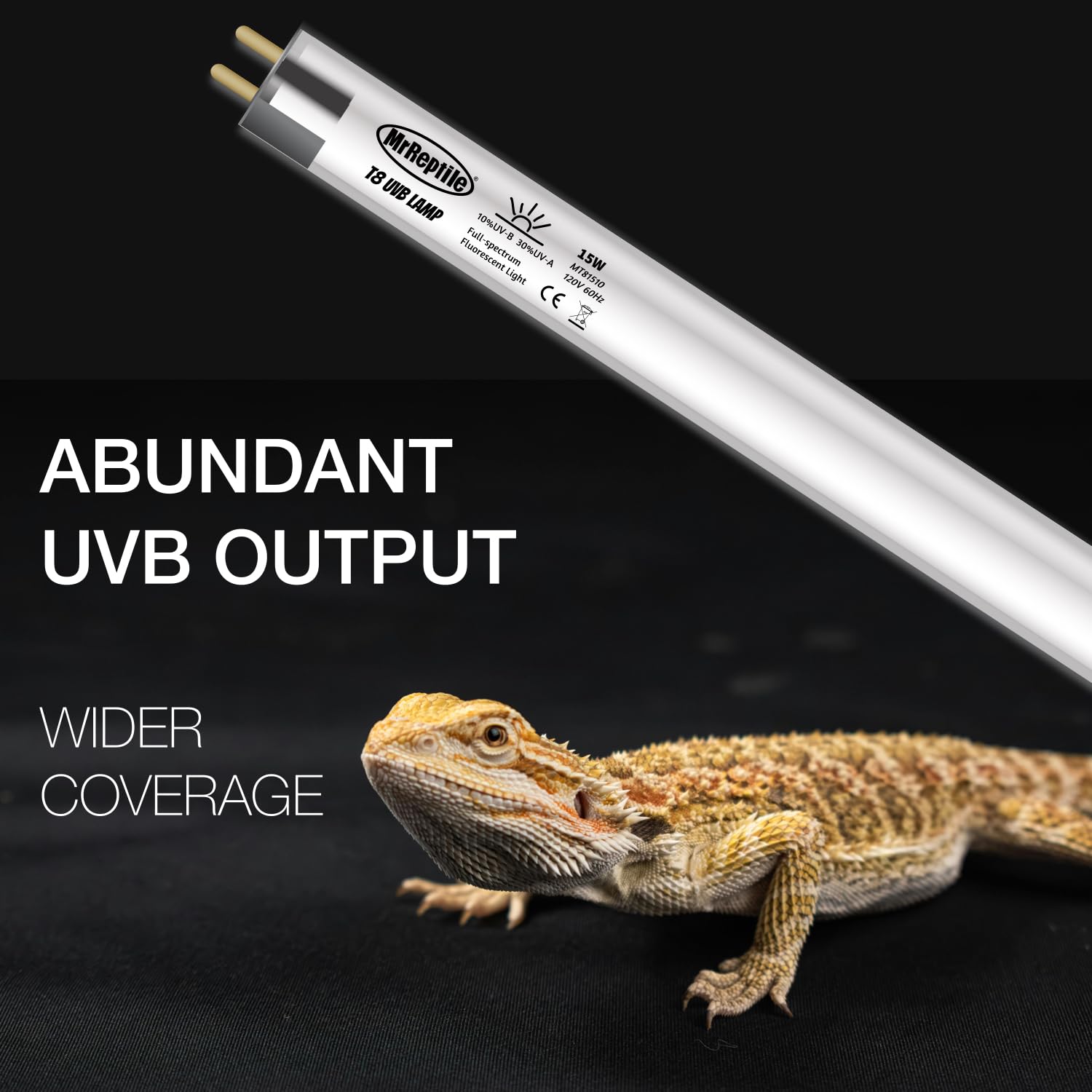 ReptiKing T8 UVB Reptile Lamp 2-Pack, 15W 10.0 UVB Bulbs, Aluminum, for Bearded Dragons, 18 Inches