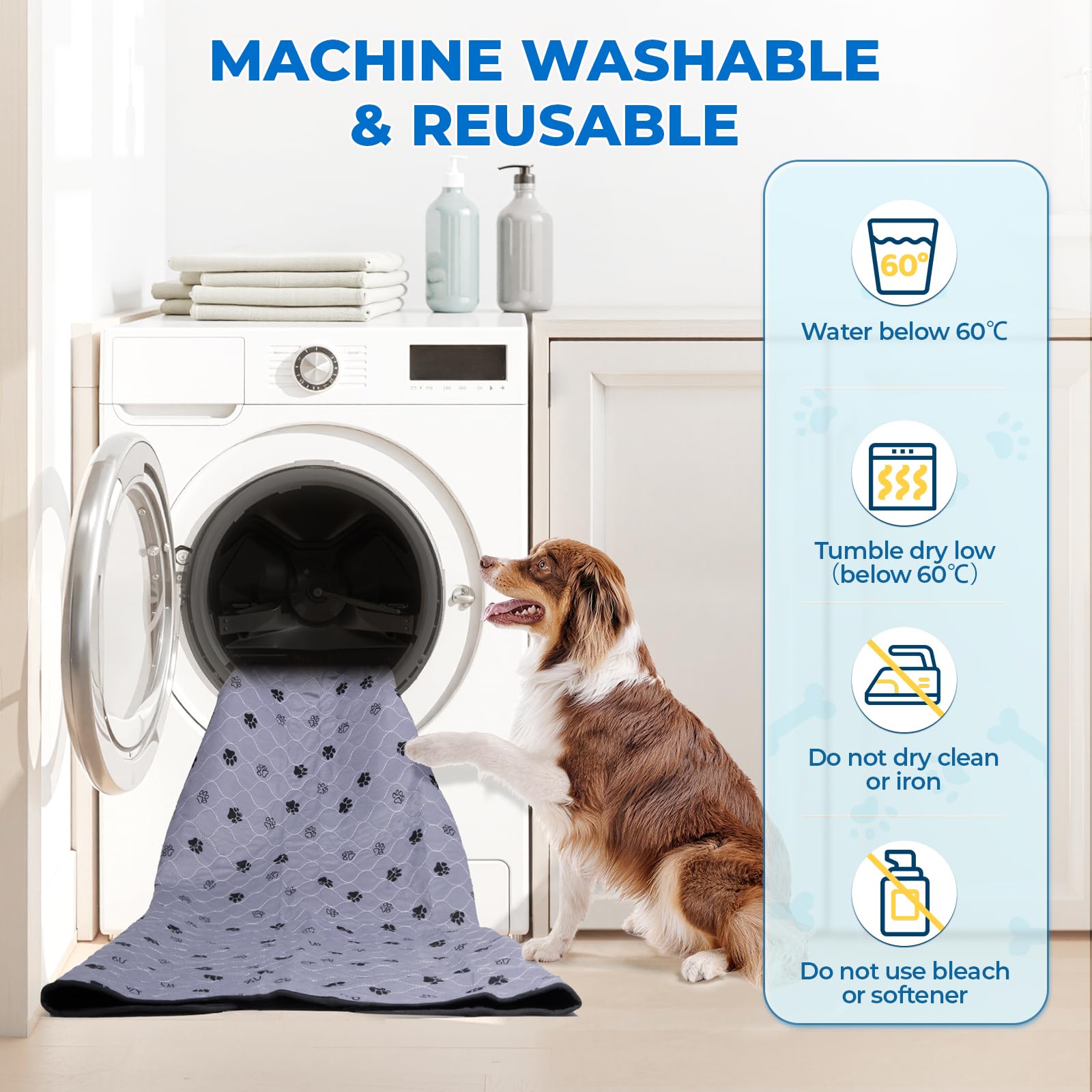 Fostanfly Non-Slip Washable Pee Pads For Dogs, 2 Pack 24''X47'' Ultra-Absorbent And Leak-Proof Washable Guinea Pig Pee Pads For