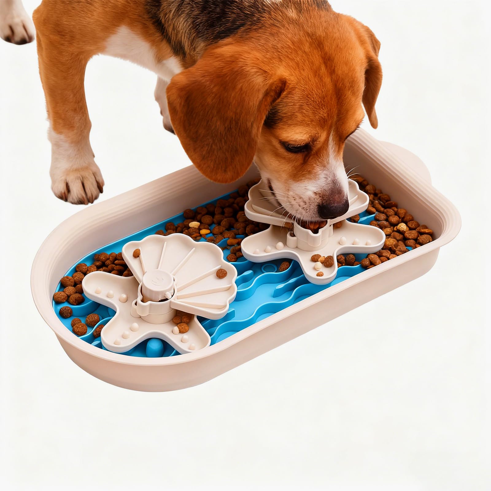 RuiXiangTeng Puzzle Feeder Slow Feeder Dog Bowls for Large Dogs with Non-Slip Base - Adjustable Speed Design, Removable Puzzle I