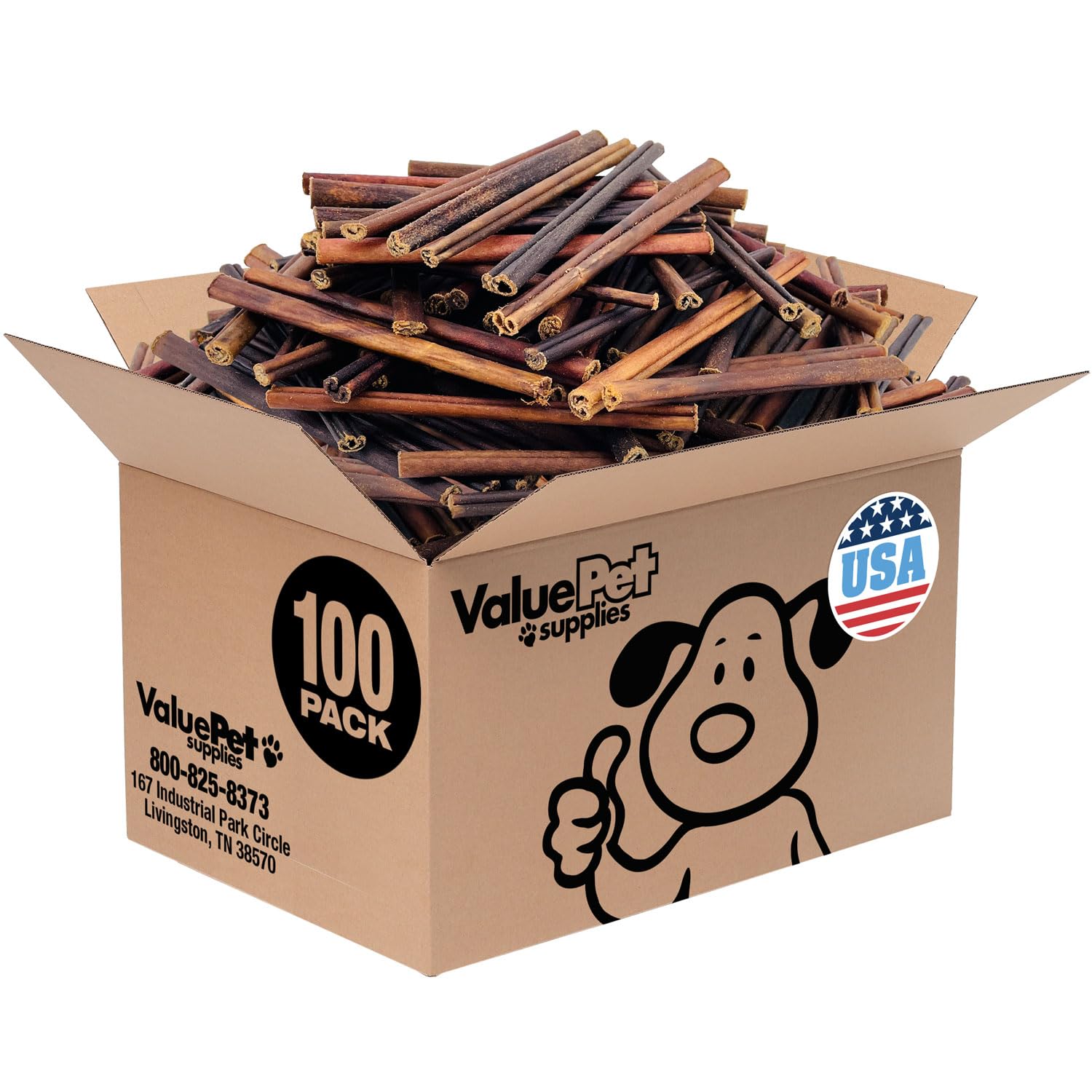 ValueBull USA Collagen Sticks for Small Dogs, 6 Inch Extra Thin Chews, Natural Dog Treats, 100 Count Bulk Pack - Promotes Joint,