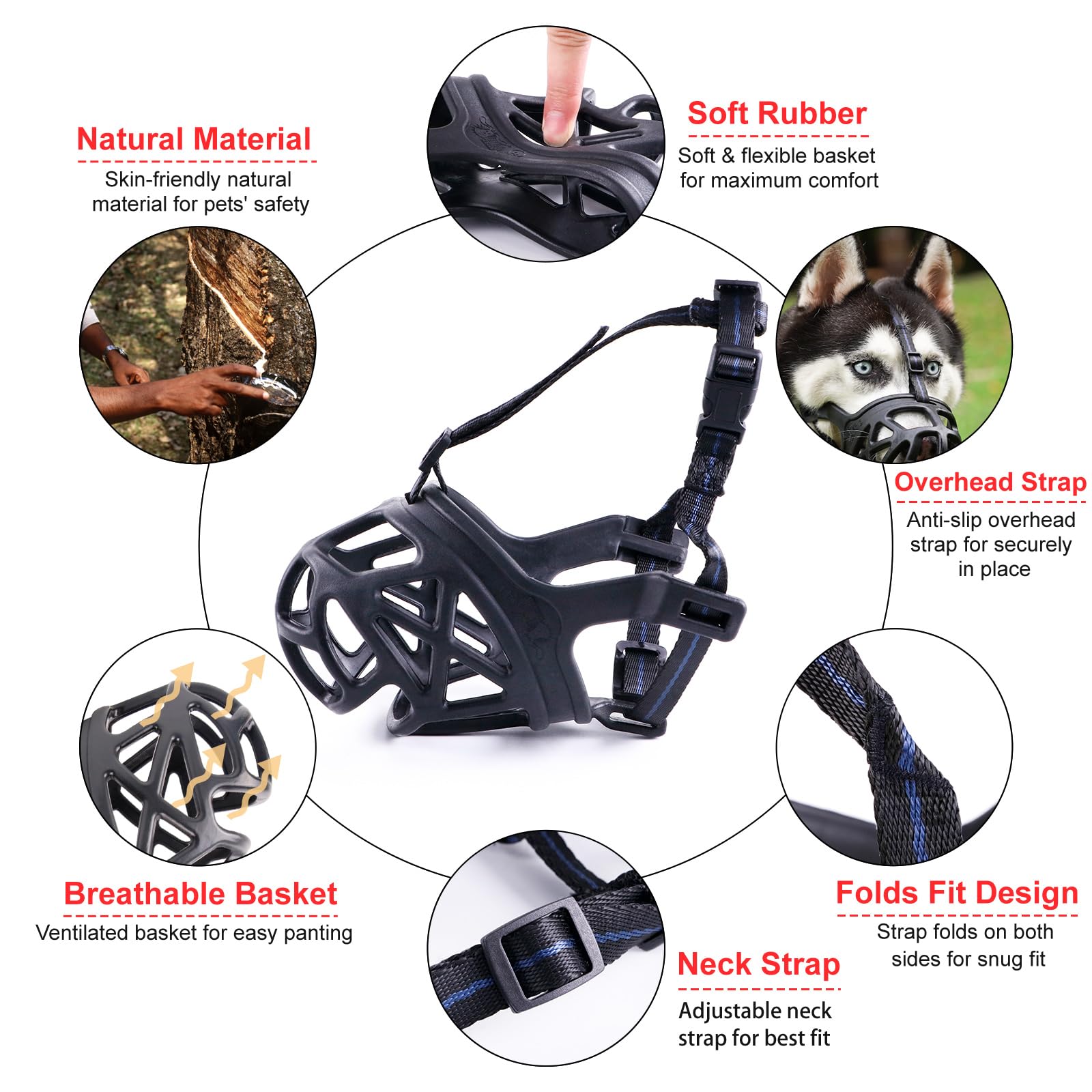 Dog Muzzle, Breathable Basket Muzzles For Small, Medium, Large And X-Large Dogs, Stop Biting, Barking And Chewing, Best For Aggressive Dogs (X-Large, Black)
