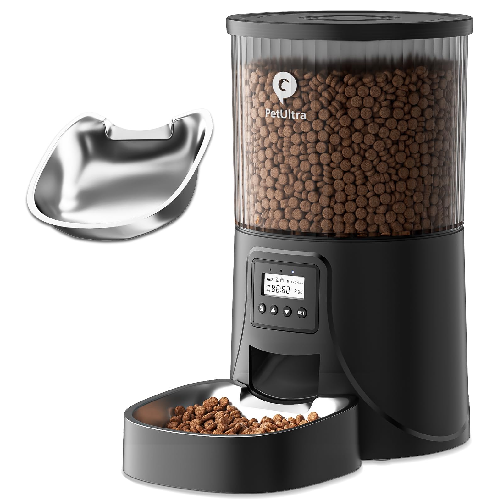 PETULTRA Automatic Cat Feeders, 4L Timed Dog Feeder Programmable Control 1-4 Meals Pet Dry Food Dispenser for Cats and Small Med