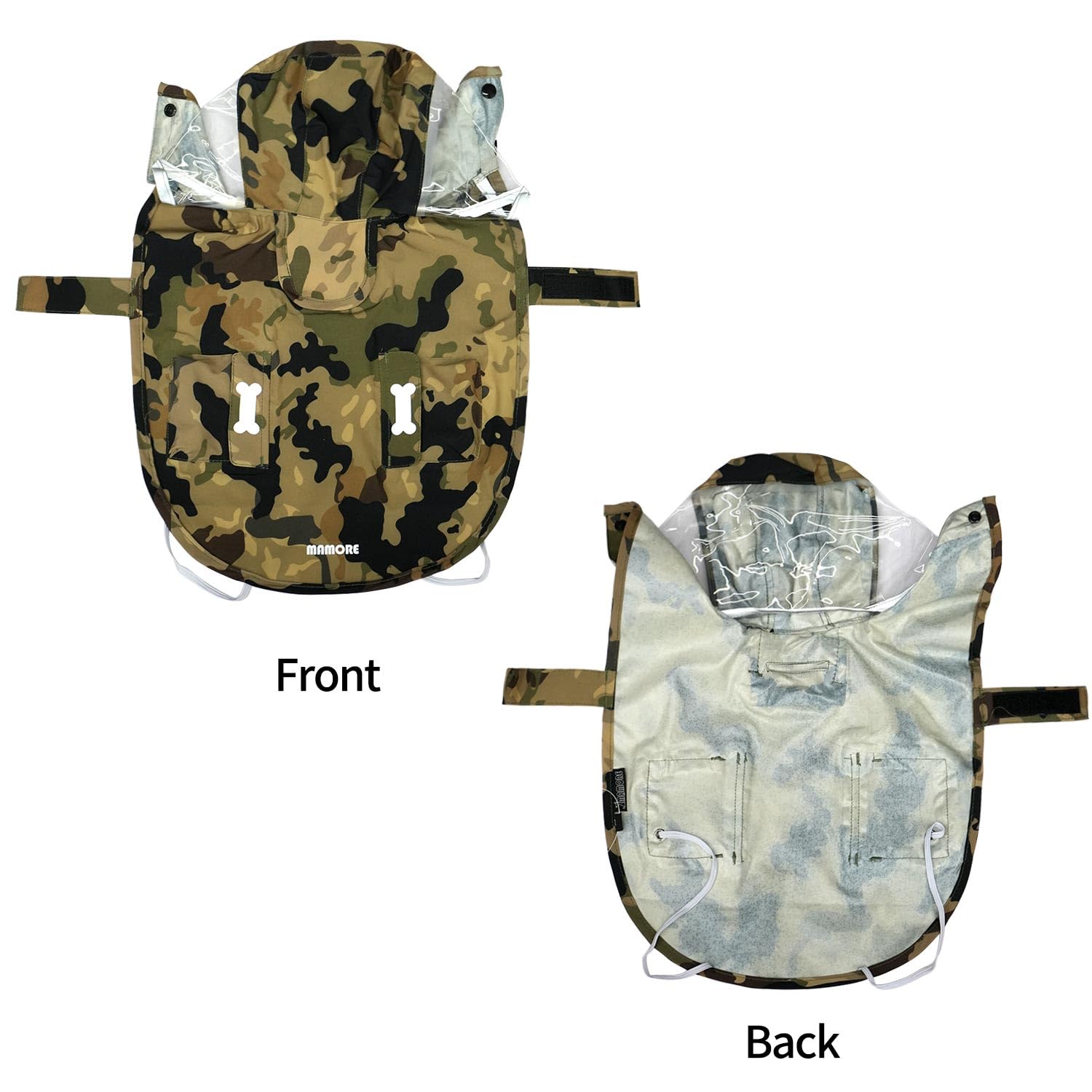 Waterproof Dog Raincoat, Adjustable Reflective Lightweight Pet Rain Clothes With Poncho Hood(X-Large,Camo)