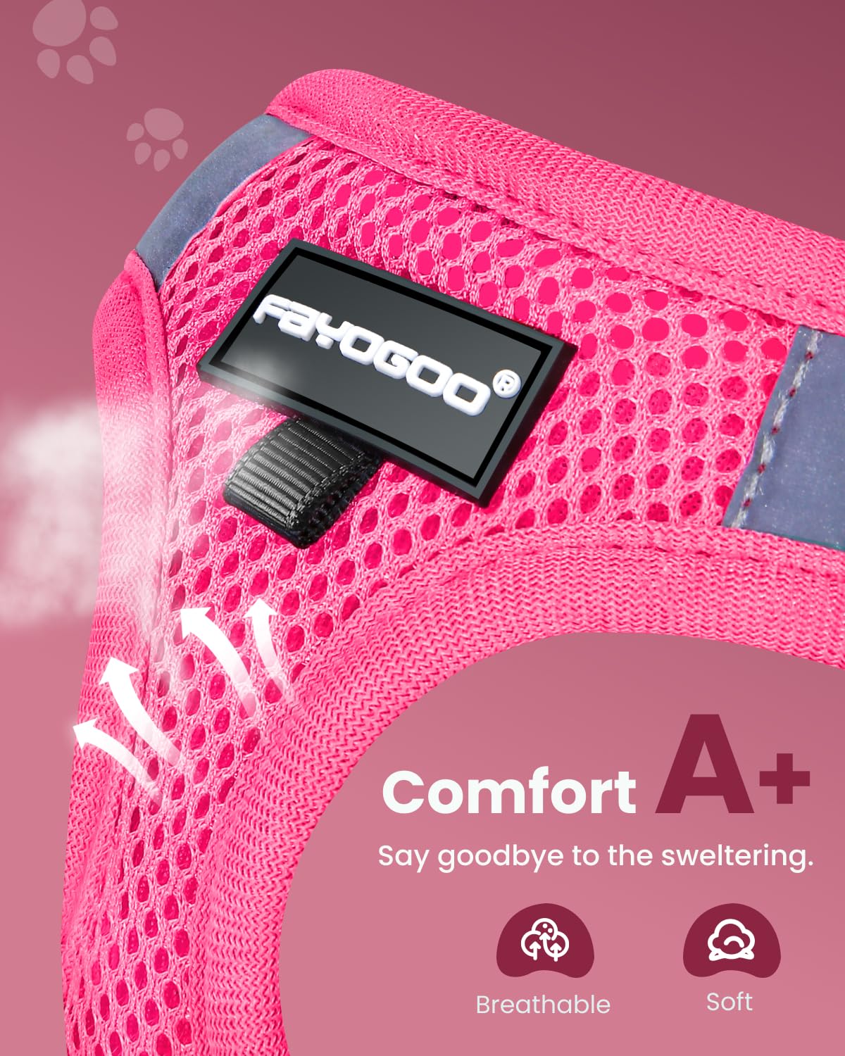 FAYOGOO Cat Harness and Leash Set, Adjustable Mesh Vest, Escape Proof, Small (Chest 10-12''), Pink