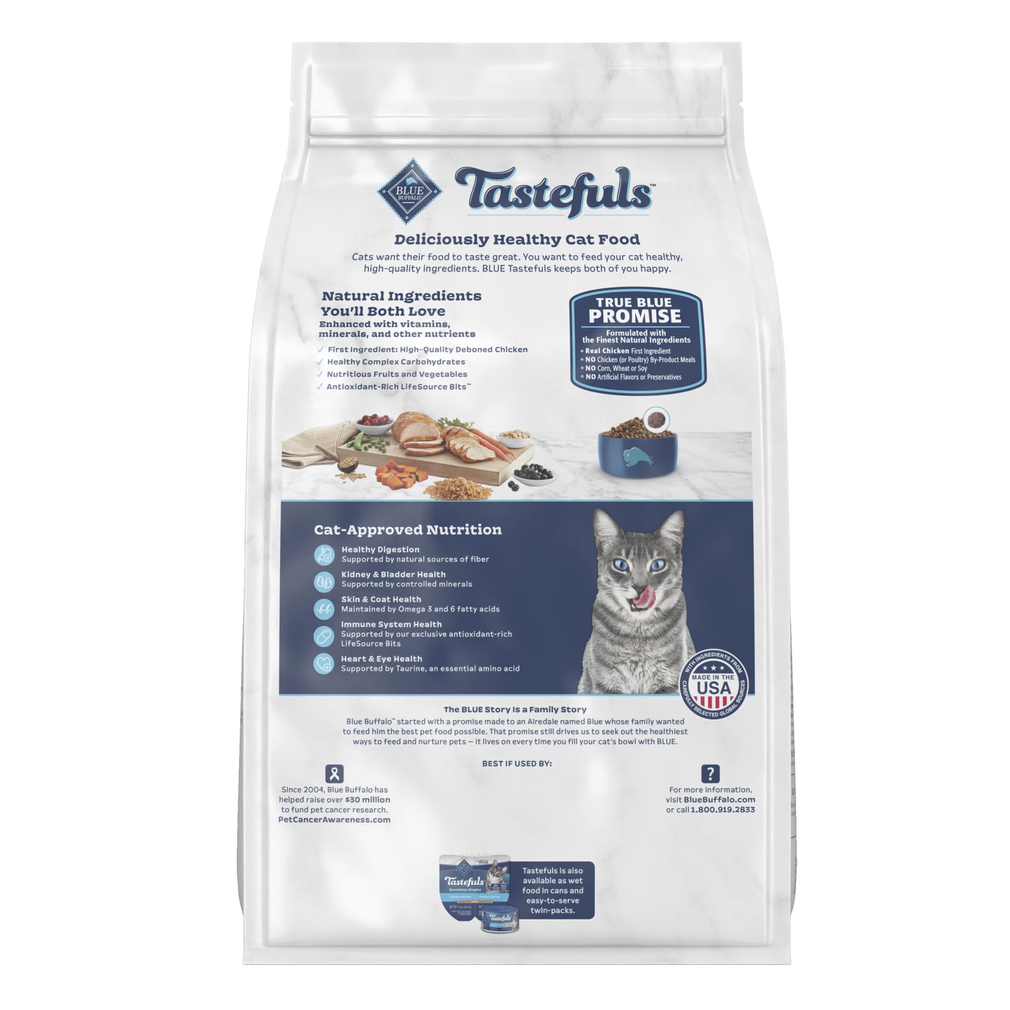 Blue Buffalo Tastefuls Adult Cat Dry Food, Multi-Protein Chicken & Turkey Recipe, 5-lb. Bag