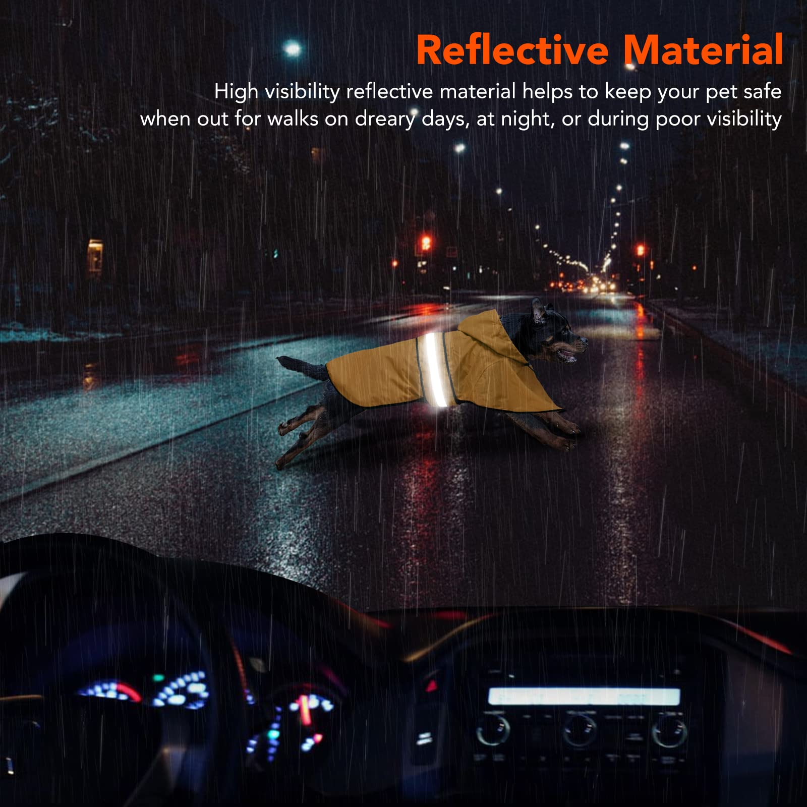 Domagiker Reflective Waterproof Dog Raincoat - Lightweight Dog Rain Jacket With Hooded, Adjustable Pet Rain Coat Poncho Slicker