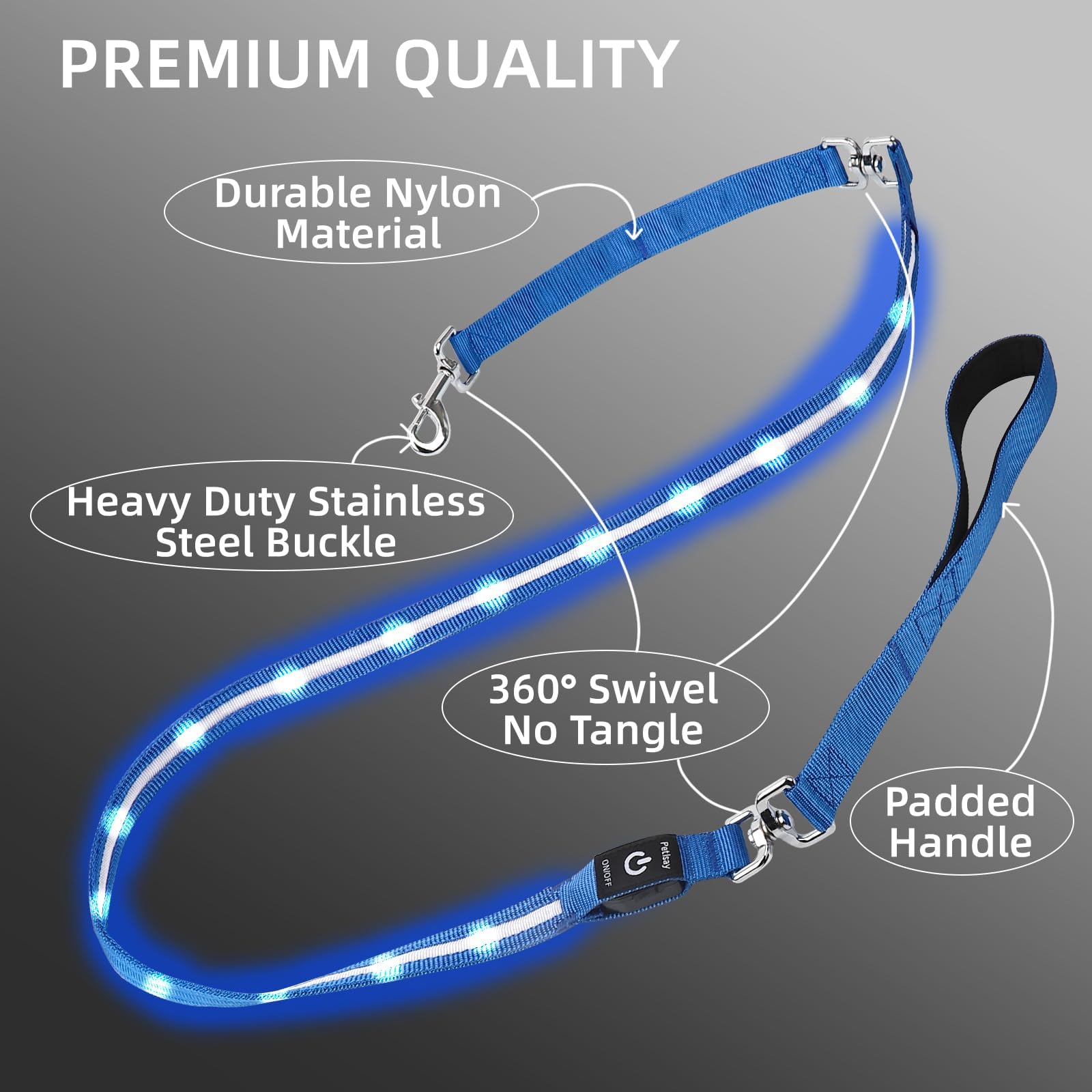 Petisay Light Up Dog Leash For Night Walking - Usb-C Rechargeable, Waterproof - 6Ft(Red)