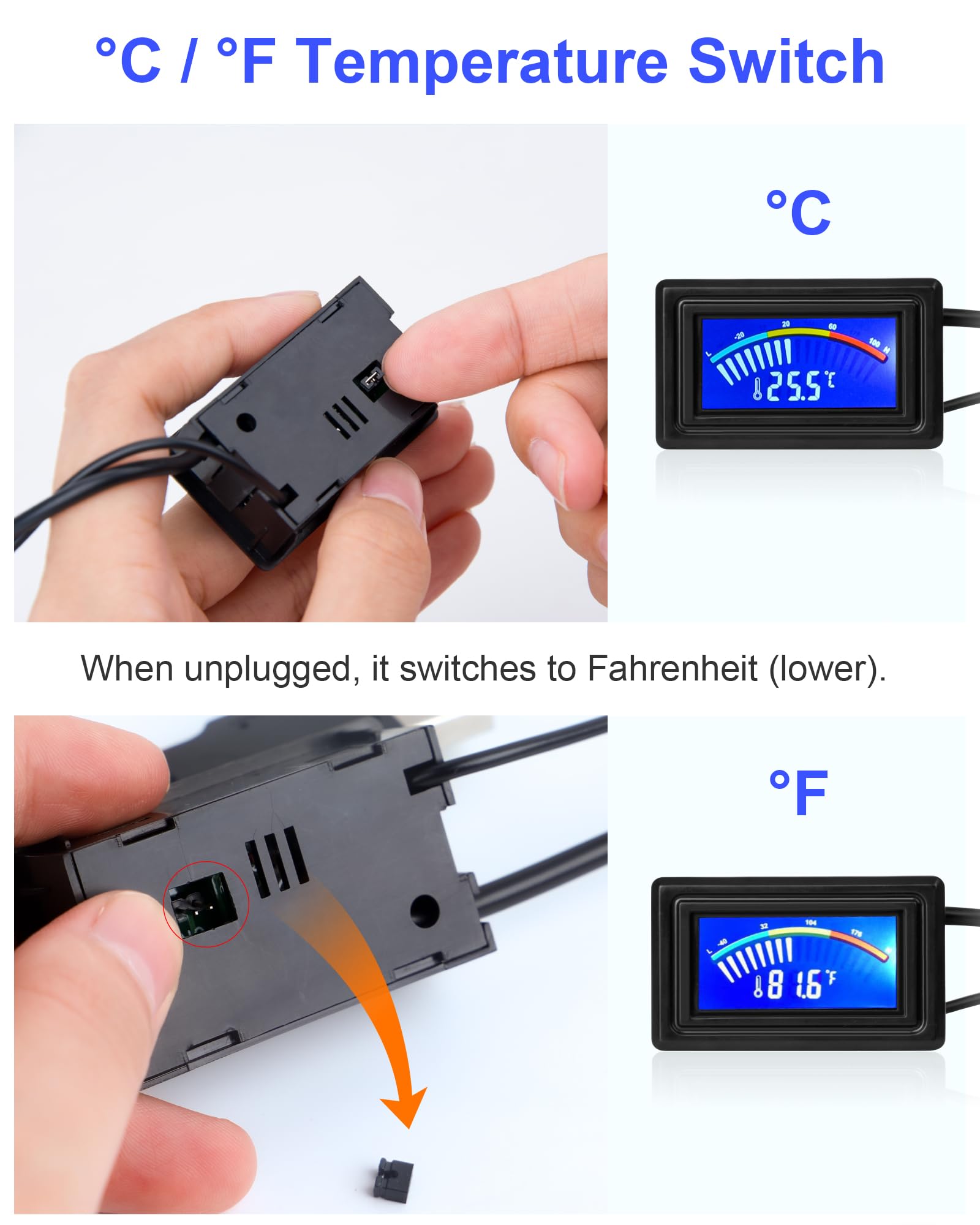 KEYNICE Digital Thermometer - USB Temperature Gauge with Sensor, ℉/℃ Switchable, LCD Display, Model AP-185-USB, Ideal for Aquarium & Indoor Use