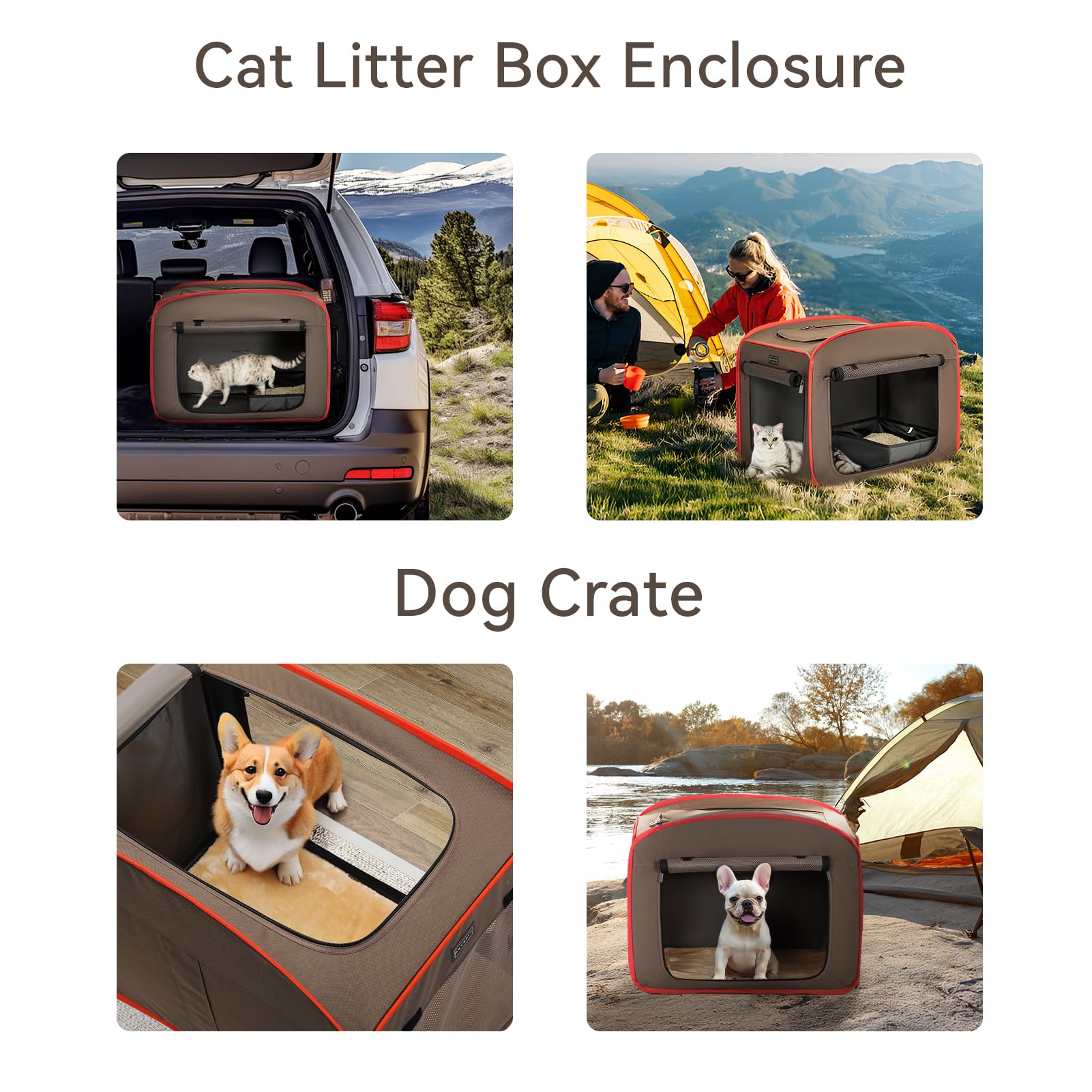 Petsfit Portable Cat Crate With Litter Box And Soft Cushion, Collapsible Pop Up Cat Kennel With Carrying Bag For Travel