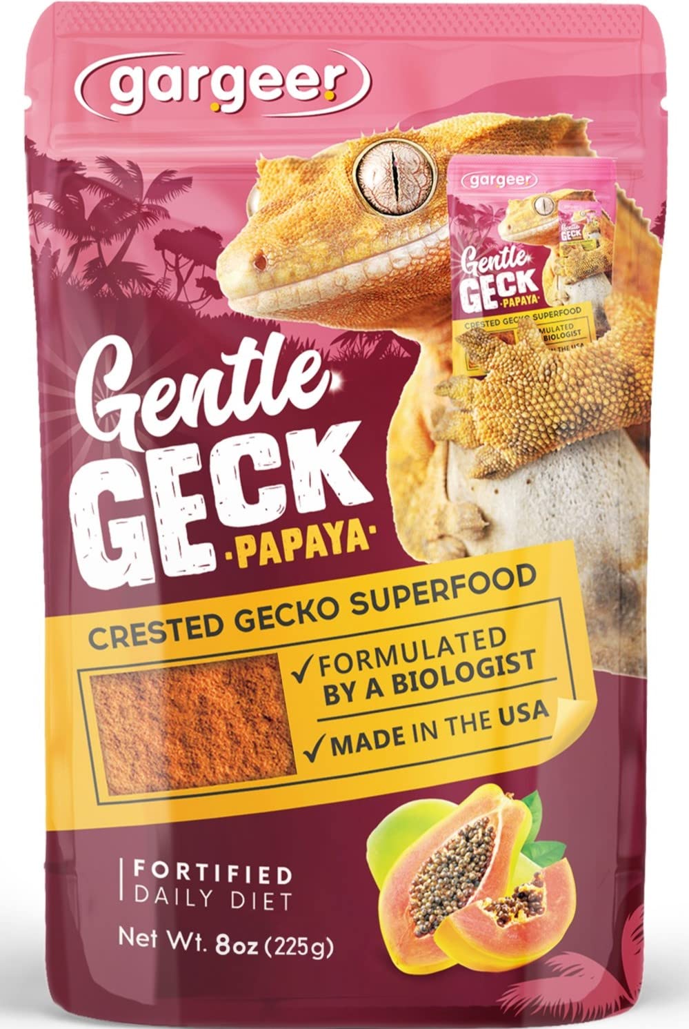 Gargeer 8oz Complete Crested Gecko Food Diet. Premium Ingredients Mix, Ready to Use Freshly Made Powder. Unique Superfood Formul