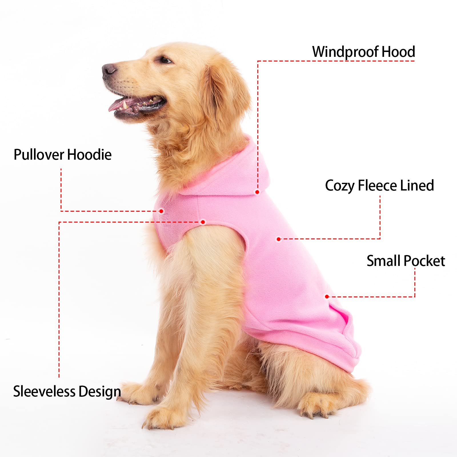 Expawlorer Pet Dog Clothes With Pocket, Polar Fleece Dog Hoodie Fall Cold Winter Sleeveless Sweater With Hat Warm Cozy Sweatshirt For Small To Large Dogs Boy And Girl (Blue, Xxl)
