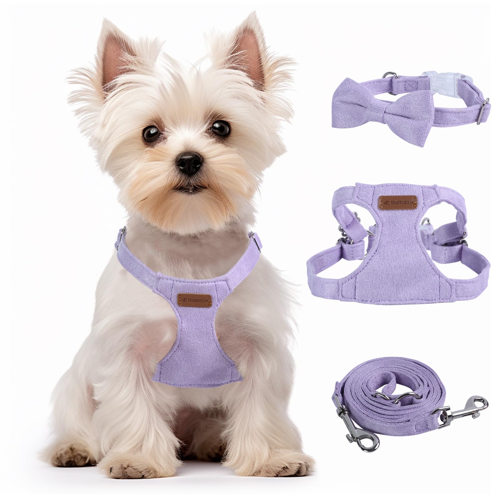 Dog Harness And Leash Set, S No Pull Adjustable Puppy Harness With Multifunction Purple Dog Leash And Collar, Soft No Choke Esca