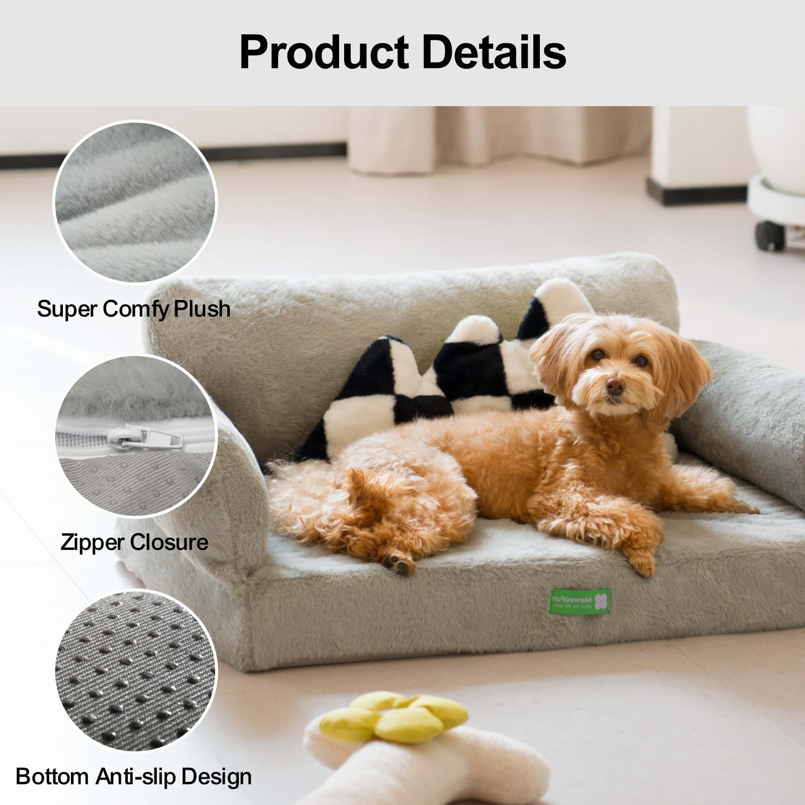Mewoofun Orthopedic Dog Bed Sofa For Small Medium Dogs, Cat Bed For Indoor Cats, Egg- Foam Pet Bed Dog Couch With Removable Wash