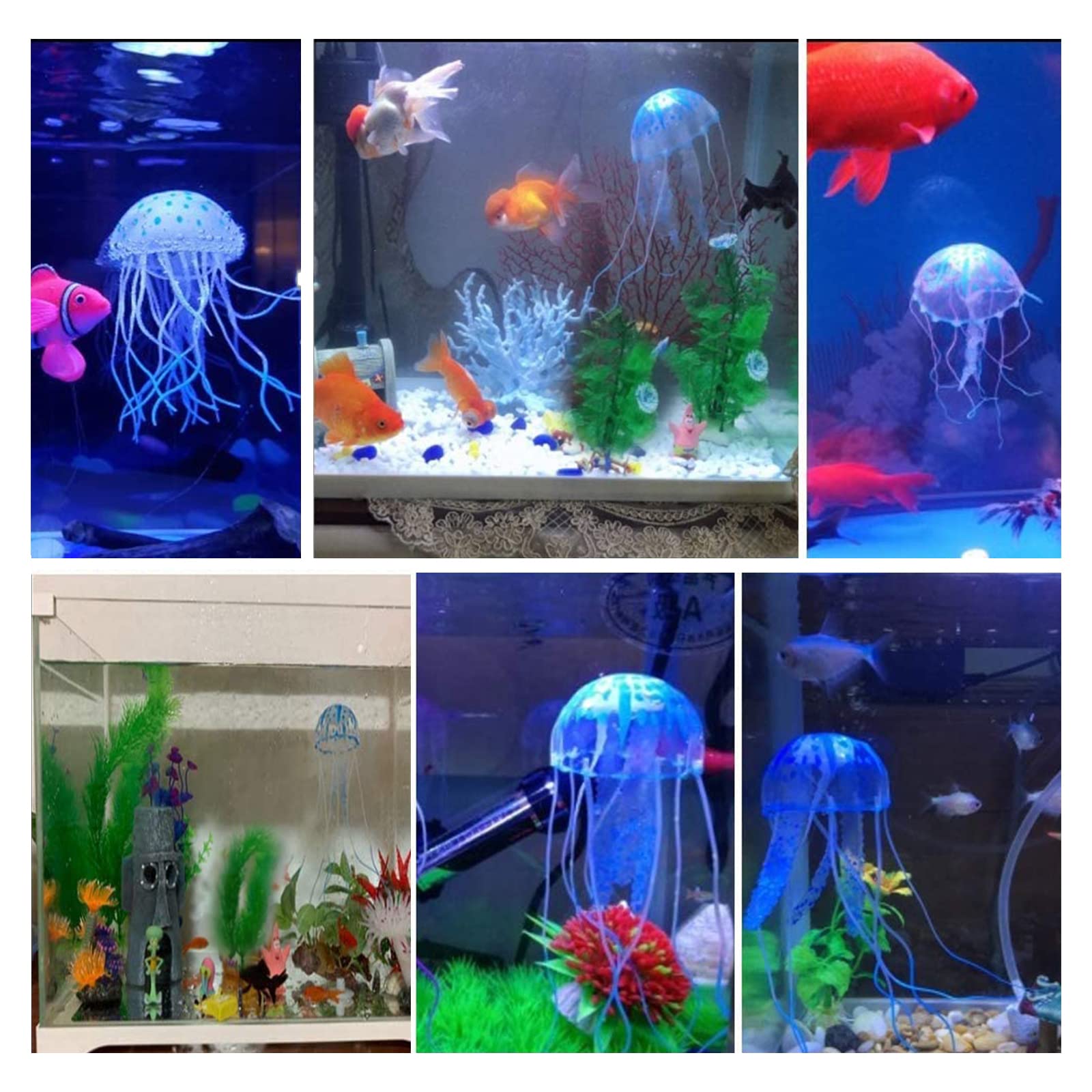 Wishlotus 2 Pcs Jellyfish Fish Tank Decorations, Simulation Jellyfish Plant Ornament, Fish Tank Jellyfish Glow Decorations, Fish
