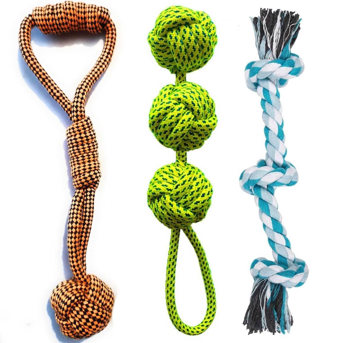 Youhavedeal Dog Chew Tough Toys For Aggressive Chewers Large Breed, Heavy Duty Dental Rope Combo For Medium Pets, 3 Knots Indest