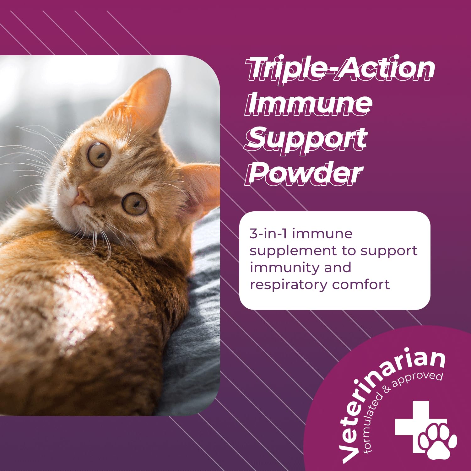 VetriScience Ultimate Strength Lysine Immunity Health Powder for Cats & Kittens, Supplement for Allergy & Nasal Support, Sneezin