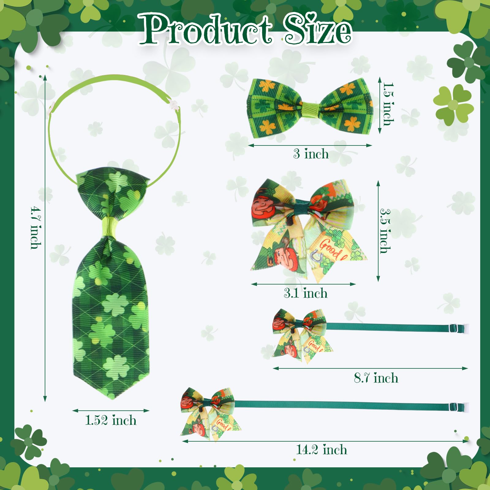 Talltalk 360 Pcs Valentine'S And St Patrick'S Day Bow Ties Collar Set - Adjustable Grooming Accessories For Dogs And Cats - Holi