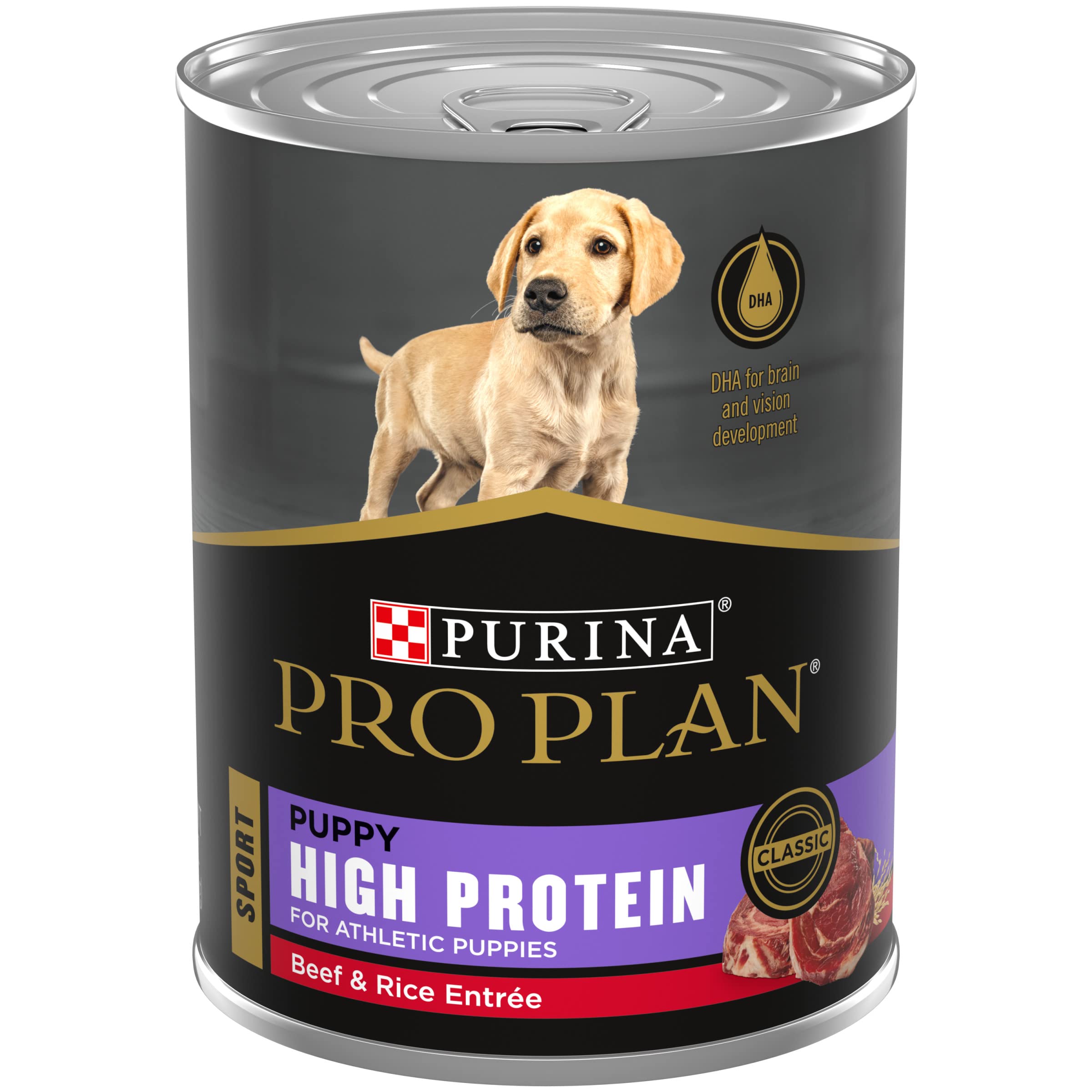 Purina Pro Plan Sport High Protein Puppy Food Beef & Rice Entree Wet Formula - (Pack of 12) 13 oz. Cans