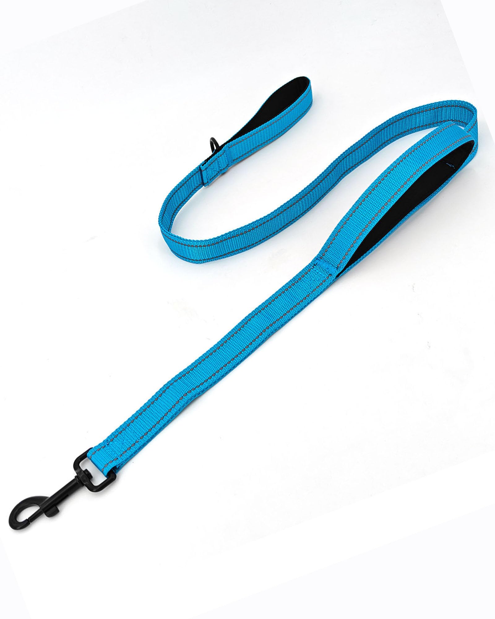 Solmoony 4Ft Blue Strong Dog Leash With 2 Padded Handles, Traffic Handle Extra Control, Double-Sided Reflective Walking Lead For