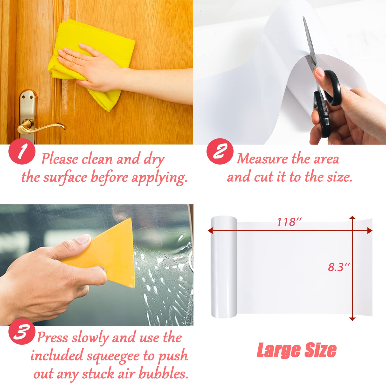 OKPOPLY Clear Vinyl Dog Scratch Door Protector, Heavy Duty Anti-Claw Shield, 118'' x 8.3'', Ideal for Walls, Windows & Furniture