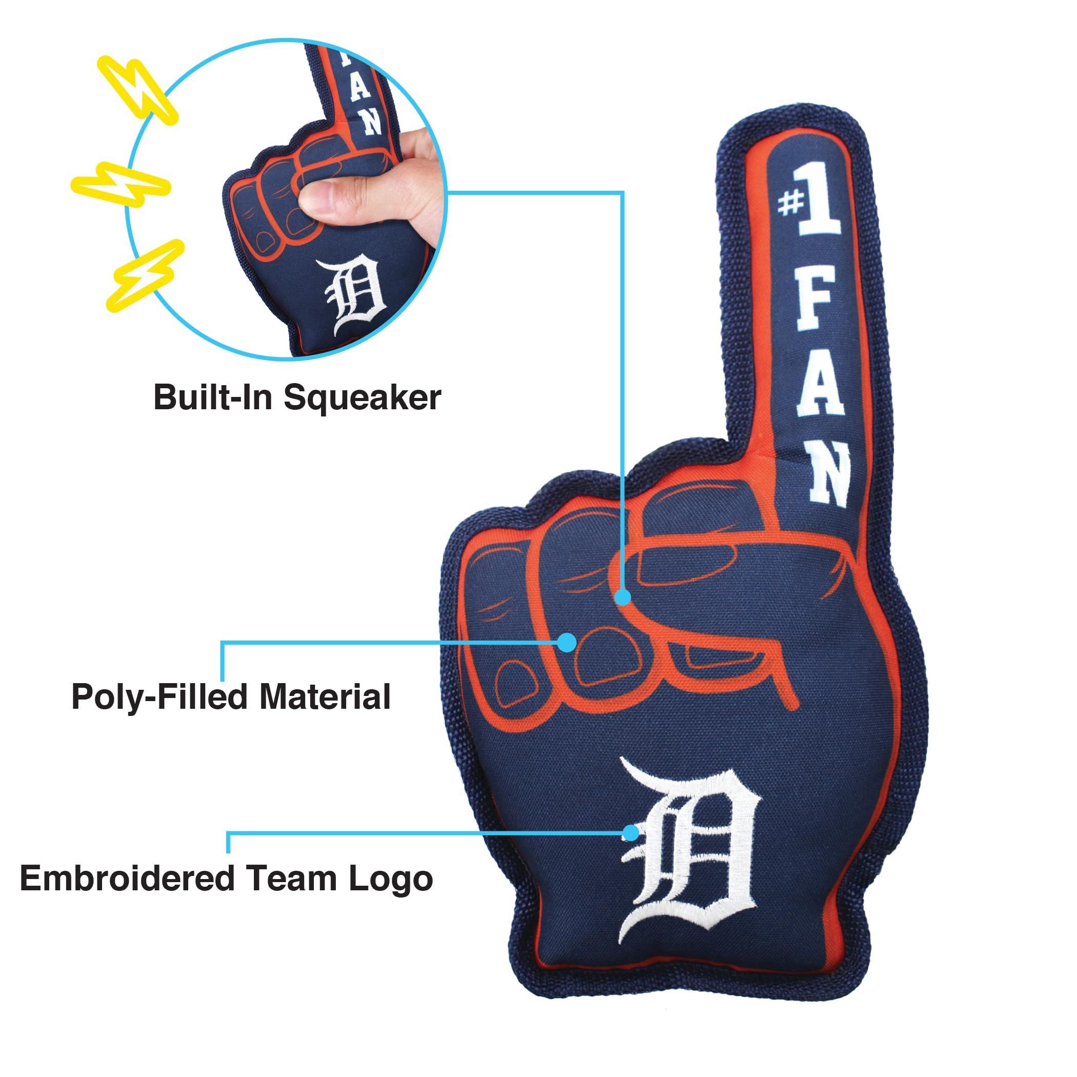 Pets First Mlb Detroit Tigers #1 Fan Toy. Best Sports Dog Toy With Double Stitched Trim And Tough Nylon Material Filled With Che