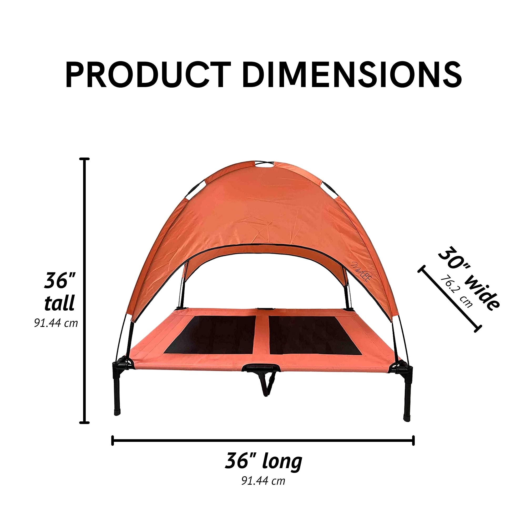 Midlee Salmon Dog Cot With Canopy (30'' X 36'')