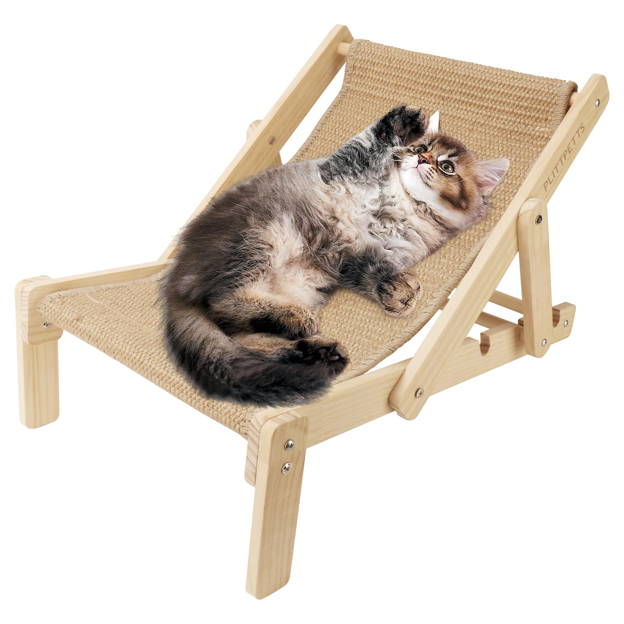 Plittpetts 2 In 1 Cat Sisal Chair For Indoor Cats Hammock For Scratching Pad, Sisal Cat Scratcher Bed With Adjustable 4-Position