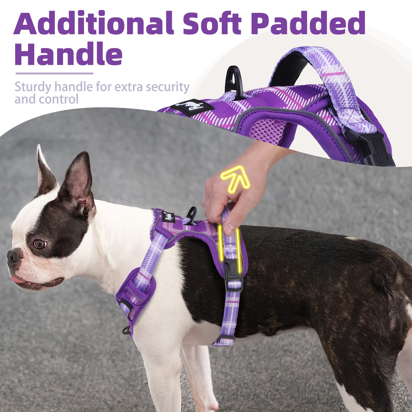 Pupteck No Pull Dog Harness Medium Sized, Adjustable Reflective Dog Harness With Handle Easy Control, Comfortable Soft Padded Pe