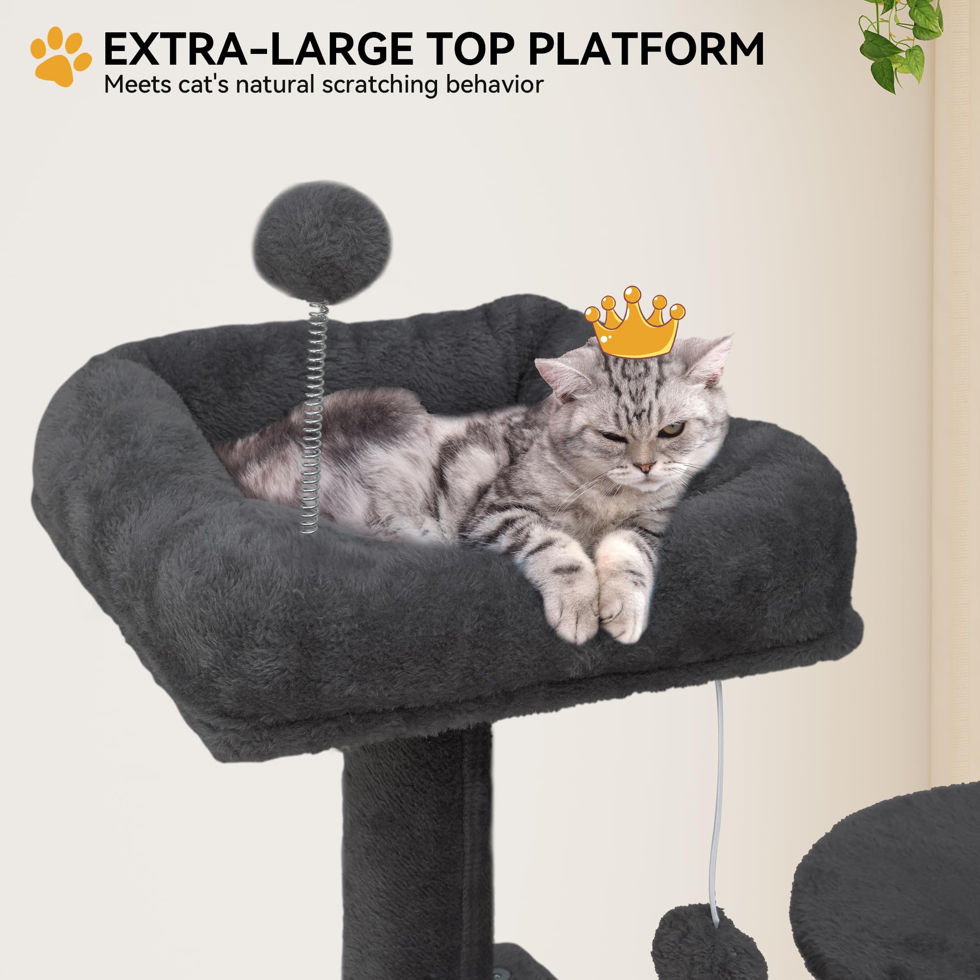 Yitahome 75In Cat Tree Tower For Indoor Cats, Multi-Level Cat Furniture With Scratching Posts, Cat Caves, Padded Perch, Cozy Ham