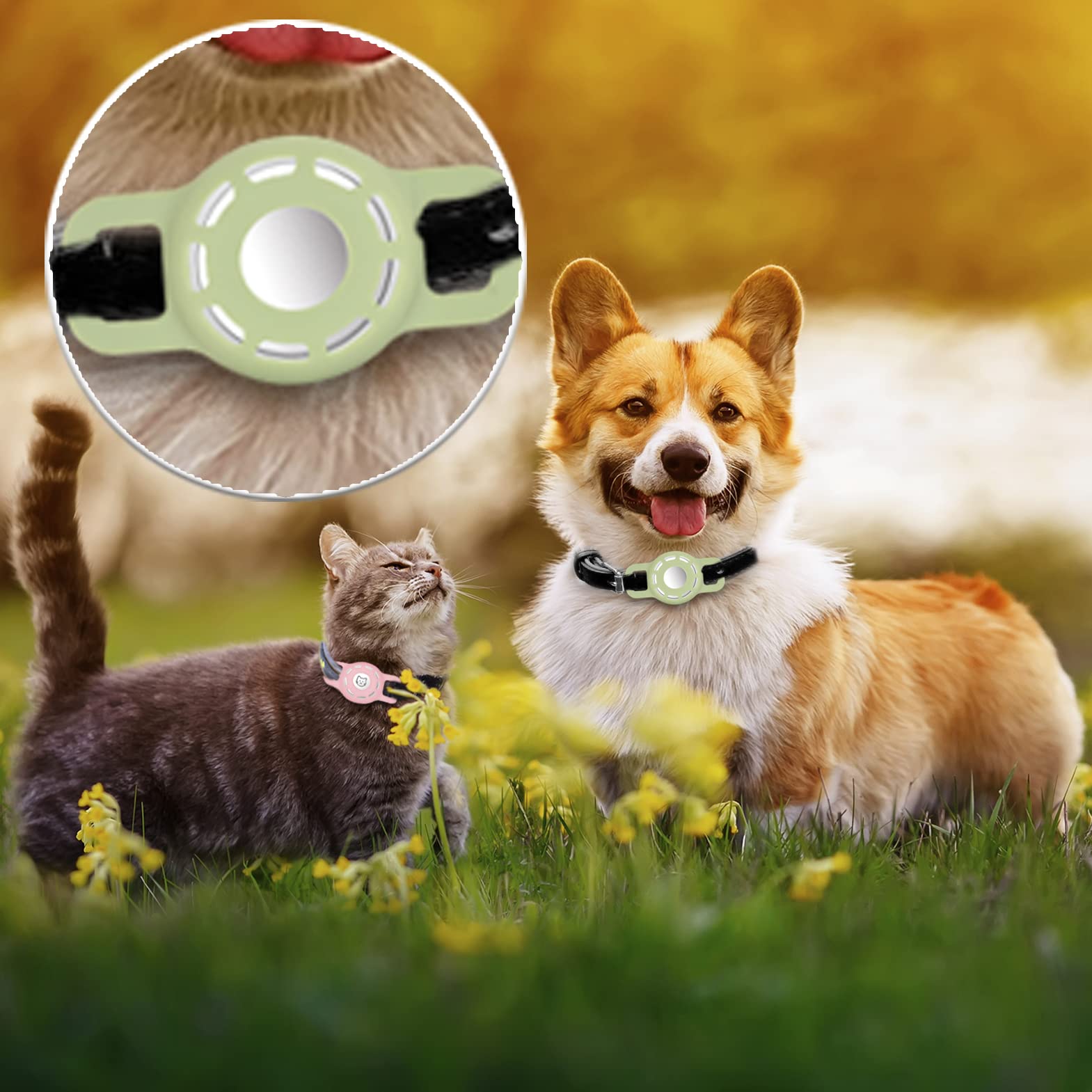 Air tag Cat Collar Holder for Apple Air Tag, 2 Pack of Pet Collar Holder for Cat and Small Dog Collar Within 1/2 inch and 2 Pack