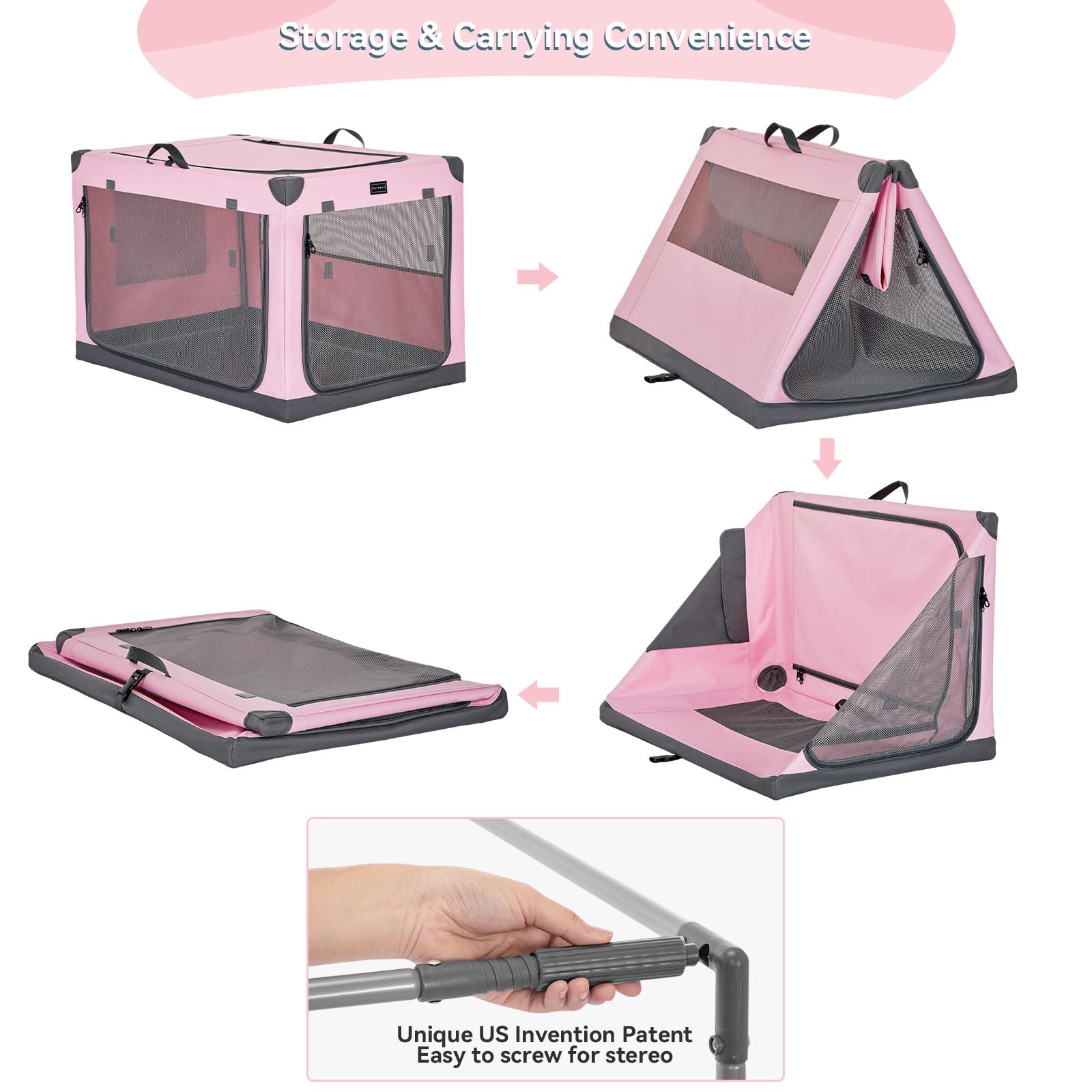 Petsfit Travel Dog Crate, With Patented Adjustable Fabric Cover, Chewproof & Lockable Mesh Doors, Waterproof Base Portable Kenne
