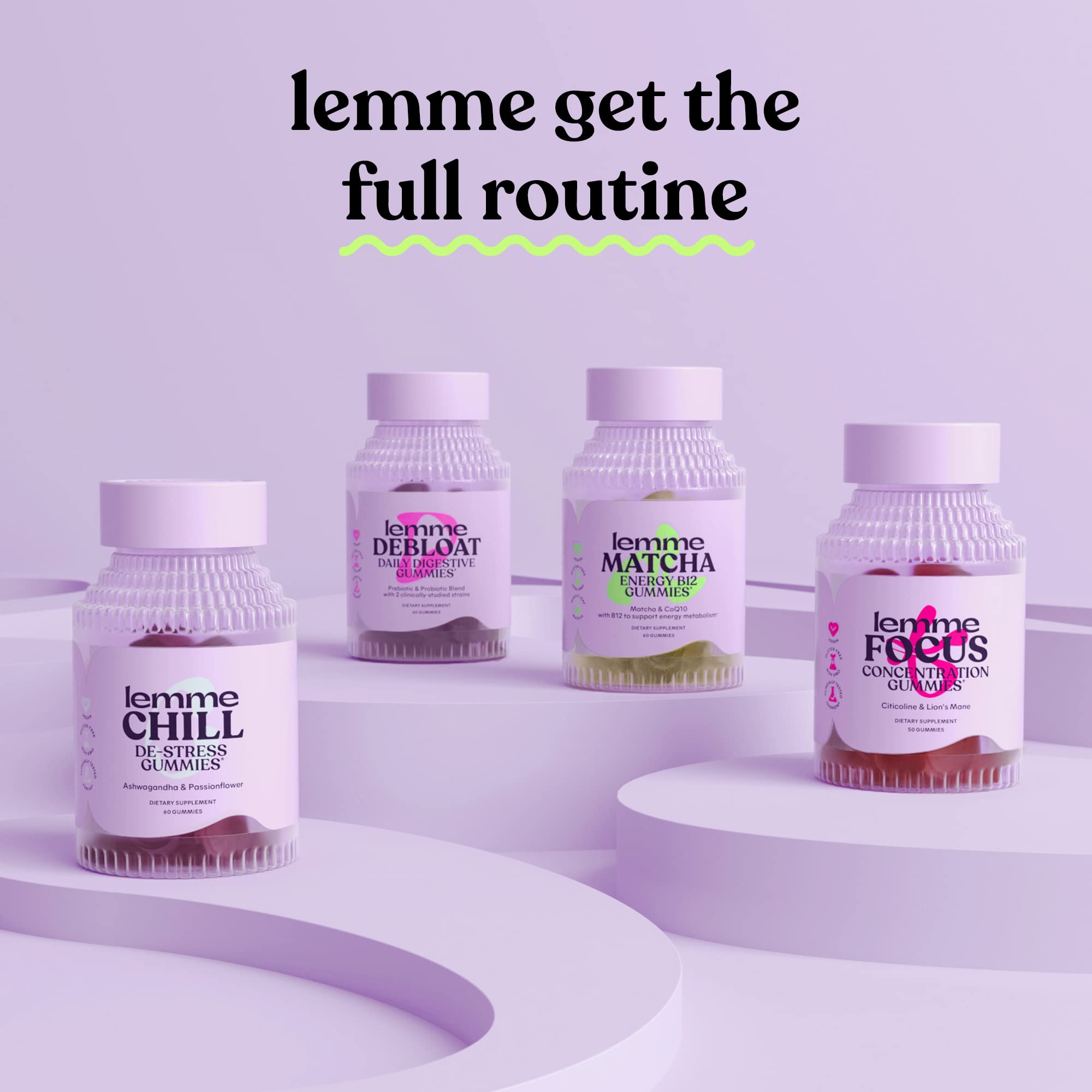 Lemme Focus concentration  Brain Health gummies with cognizin citicoline, Lions Mane, Vitamin B12, McT Oil to Support Focus  con