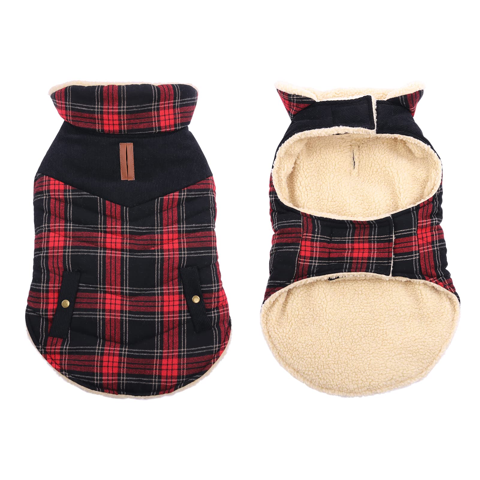 Preferhouse Winter Coat For Small And Medium Dogs, Puppy Plaid Jacket, Cotton Coat For Cold Weather, Windproof Warm Dog Garments
