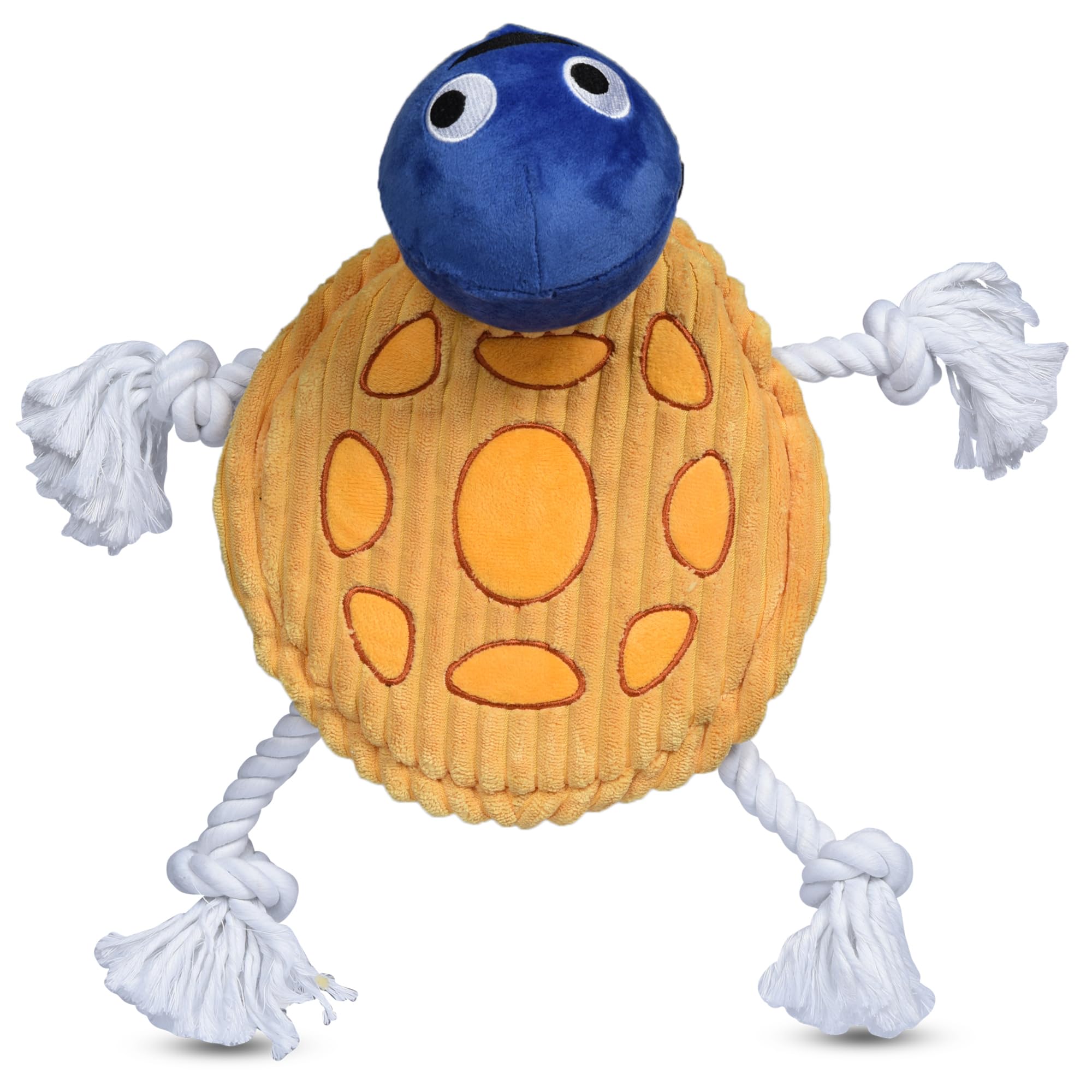 The Dodo Turtle Multitexture Toy with Ropes, Squeakers, and Crinkle; Stuffingless Toy for Dogs; No Stuffing Dog Toys with Crinkl