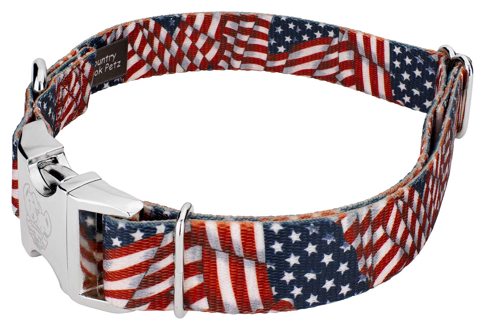 Country Brook Petz - Premium Patriotic Tribute Dog Collar - Americana Collection Featuring Patriotic Designs (1 Inch, Extra Larg