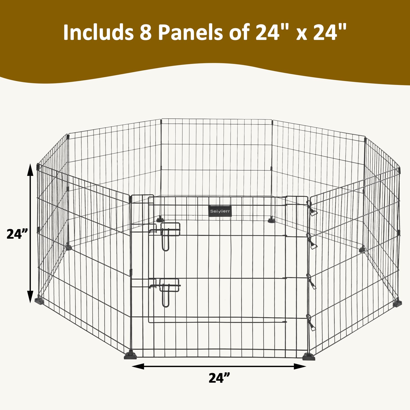 Seiyierr Metal Dog Fence For Camping, Foldable Cat Exercise Pens With Doors, Pet Playpen Puppy Play Pen Indoors Outdoors Tempora
