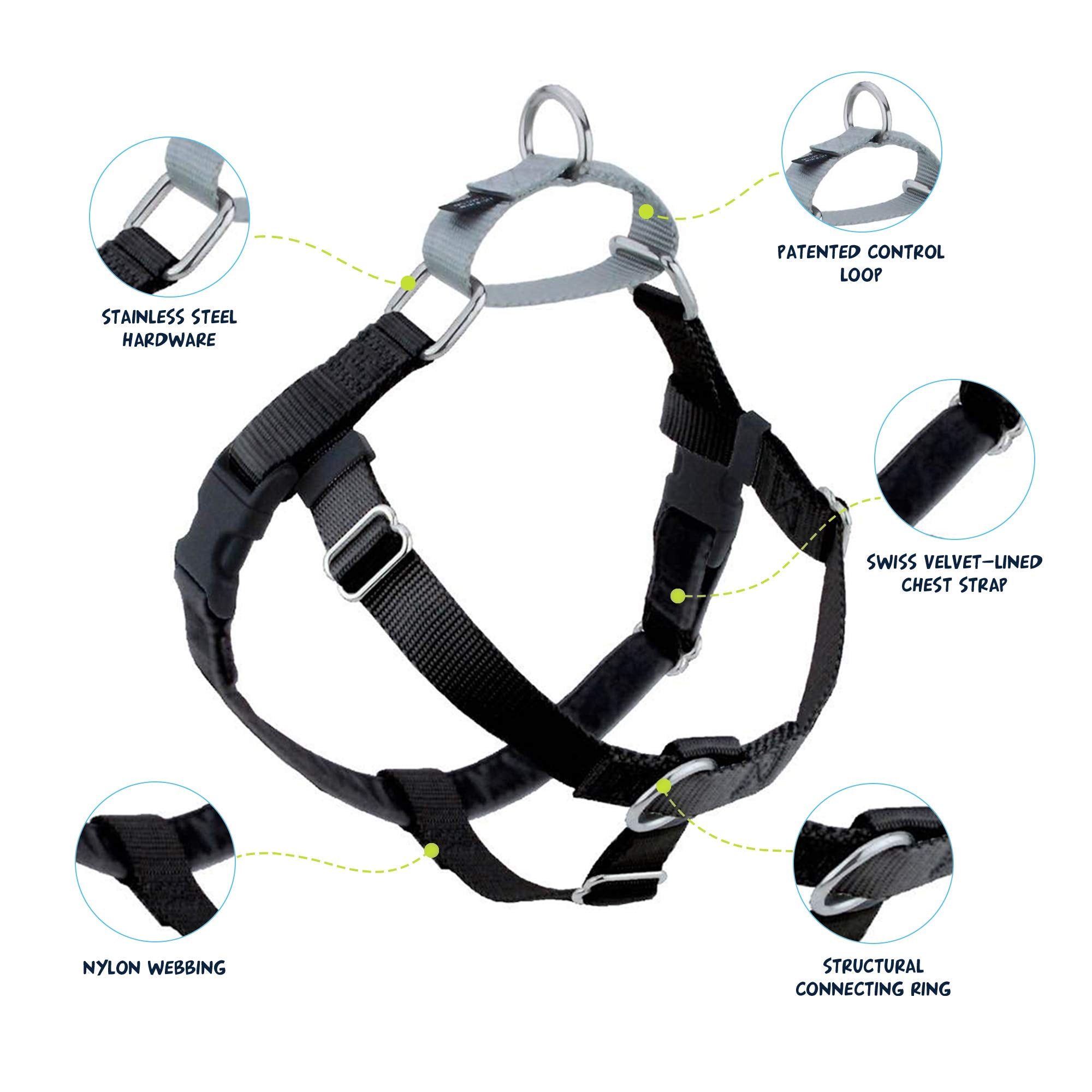 2 Hounds Design Freedom No Pull Dog Harness, Adjustable Harness and Leash Set, Easy Walking & Comfortable Control, Fits Small, M