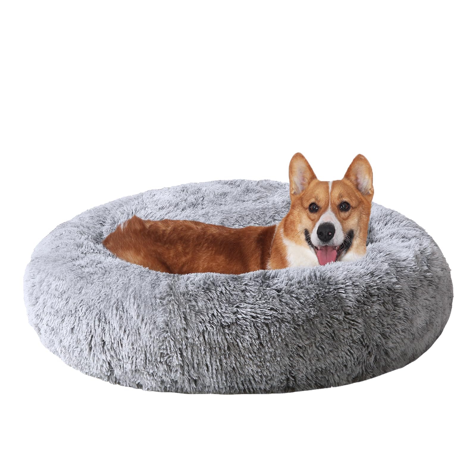 Jollyvogue Dog & Cat Bed, Calming Anti-Anxiety Pet Bed For Small Dogs, Fluffy Donut Cushion For Small And Medium Pets (20')