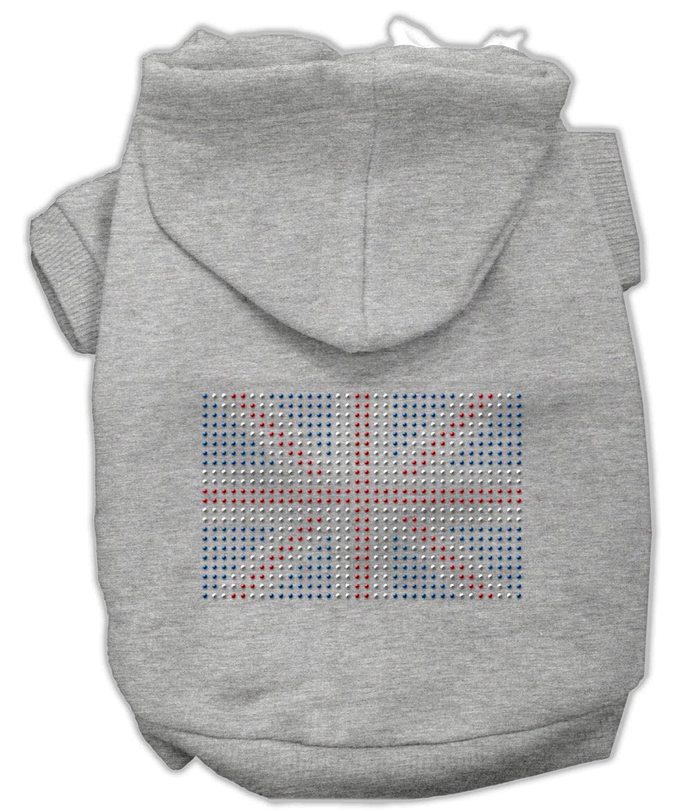 Pet, Dog & Cat Hoodie Rhinestone, "British Flag" Red 3XL (25-35 lbs.)