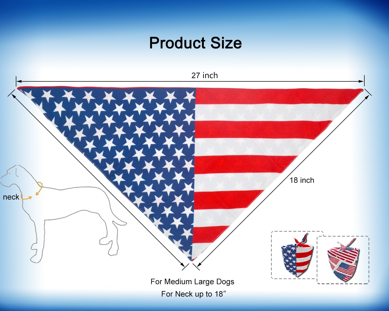 Cozyhaus 2Pcs Dual-Layer Design Patriotic Dog Bandanas Outfit,Large Summer Triangle Reversible Memorial Day Independence Day Ame