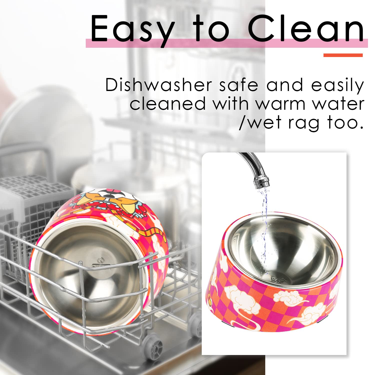 Super Design Mess Free 15 Slanted Bowl for Dogs and Cats, Tilted Angle Bulldog Bowl Pet Feeder, Non-Skid & Non-Spill, Easier to