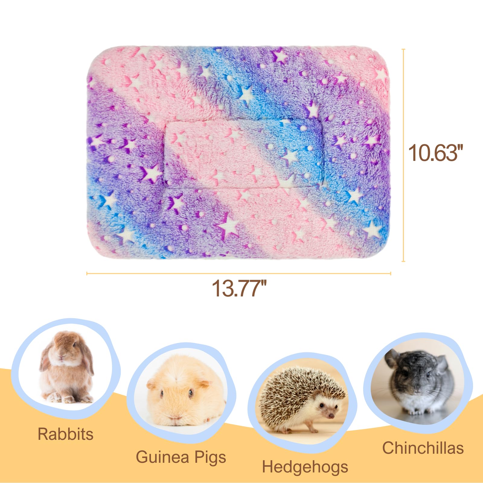 Tierecare 3Pcs Guinea Pig Bed Soft Rabbit Bedding Cage Liner Warm Bunny Mats Pee Pads Fleece Blanket Plush Hamster Sleep Beds Fe
