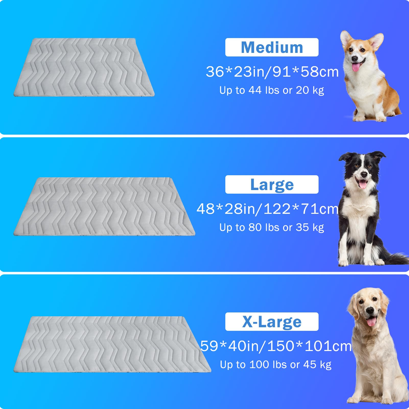 Scenereal Dog Cooling Mat, Reversible Self-Cooling Dog Pad (Cool & Warm), 48X28 Thicken Ice Cool Mat For Crate Kennel Sofa I