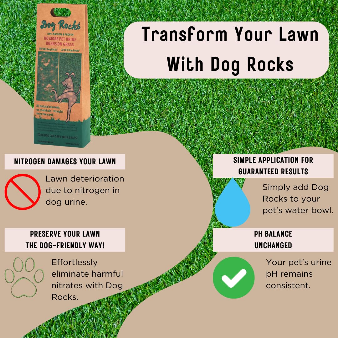 Dog Rocks for Urine Burning Grass - 200g Natural Pet Rock to Help Maintain Green Lawn - Grass Savers for Dog Urine - 2 Month Sup