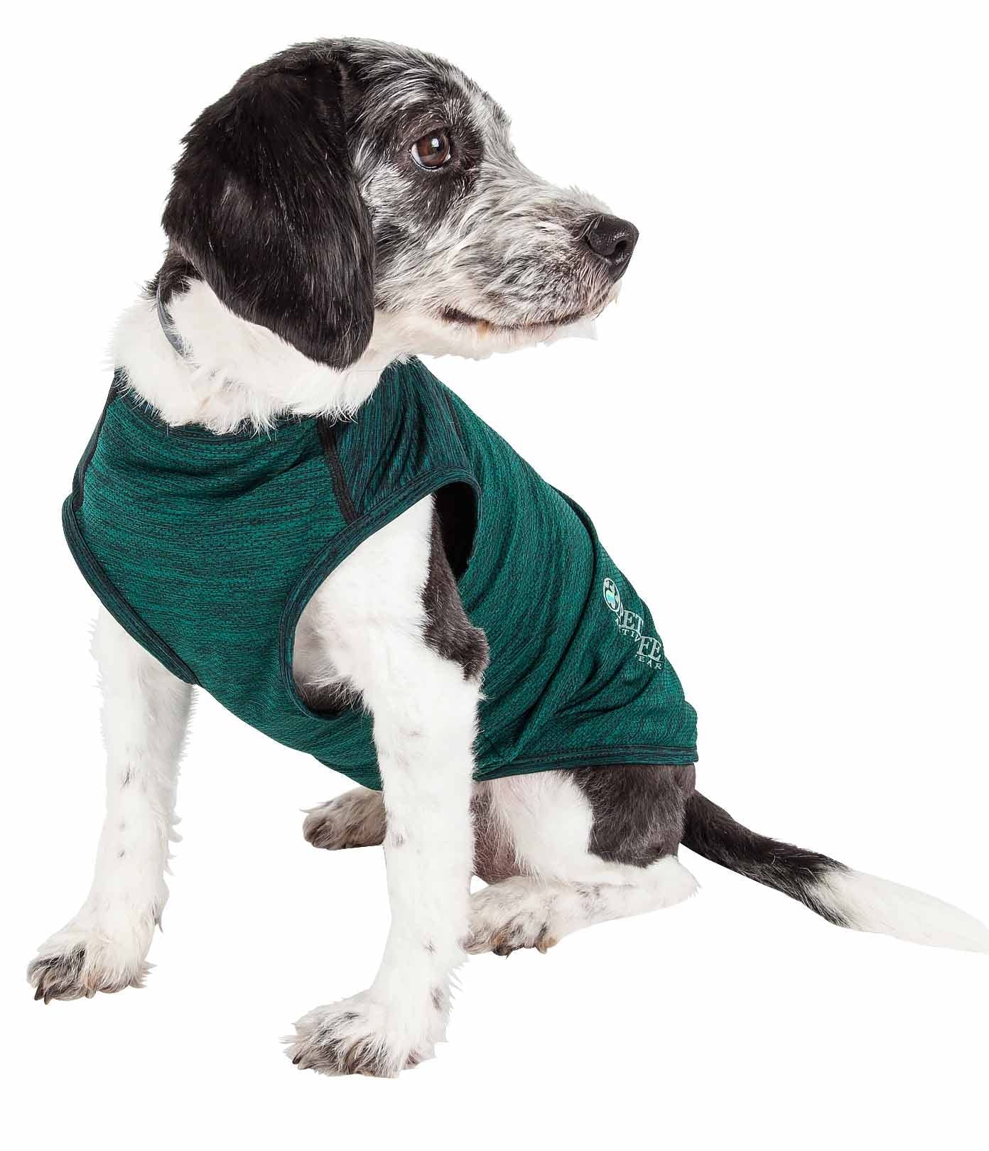 Pet Life Active 'Aero-Pawlse' Heathered Quick-Dry And 4-Way Stretch-Performance Dog Tank Top T-Shirt(D0102H7Ltka.)