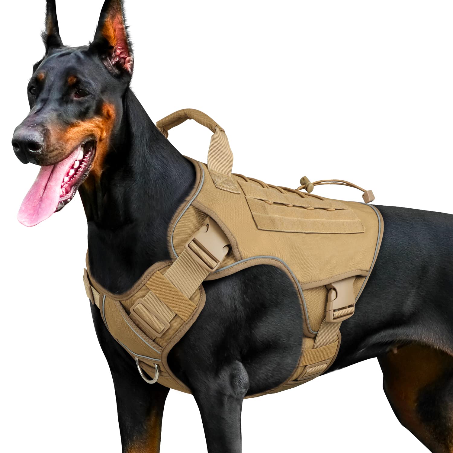 Tactical Dog Harness Vest For Large Dogs No Pull Adjustable Reflective Military Pet Harness With Easy Control Handle With Hook &