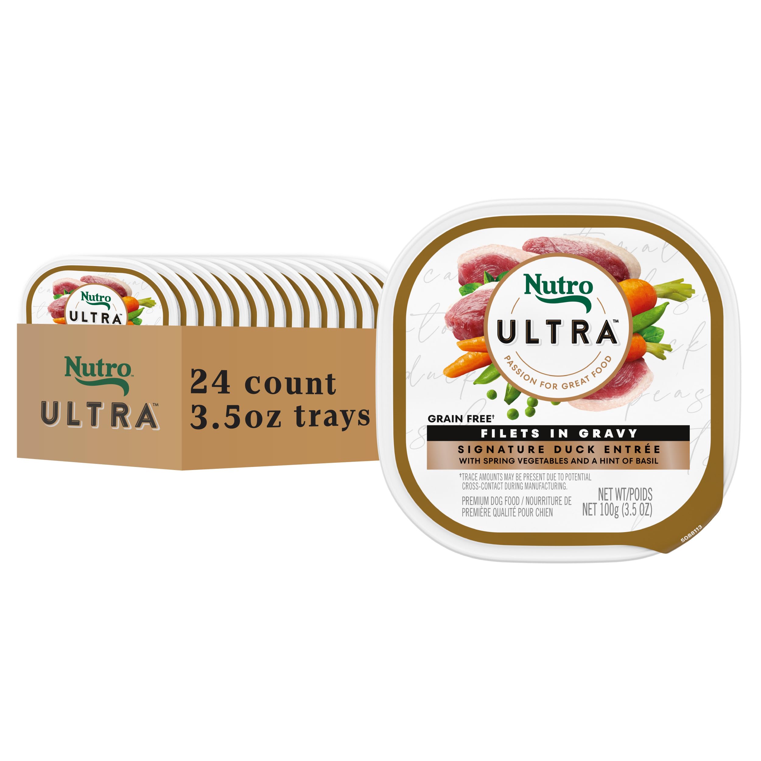 Nutro Ultra Wet Dog Food Grain Free Filets in Gravy Signature Duck Entree, 3.5 oz. Trays (24 Count, Pack of 1)