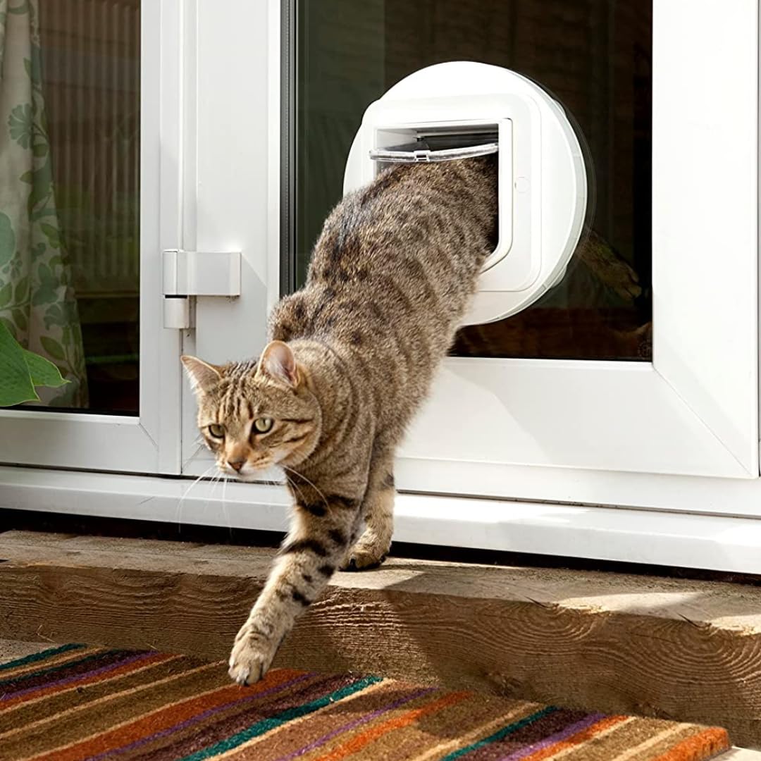 Sureflap - Sure Petcare Microchip Cat Flap, White, Scans Pet'S Id On Entry, Check Your Cat'S Size,Flap Opening Is 4 3/4” (H) By 5 5/8” (W)