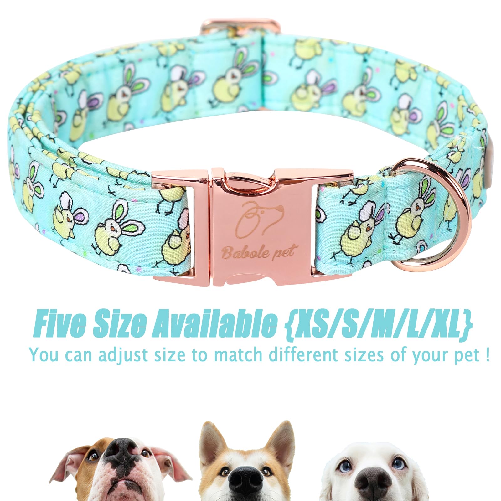 Babole Pet Easter Dog Collar, Cute Easter Chick Pet Collar With Metal Buckel, Durable Adjustable Holiday Dog Collars For Small M
