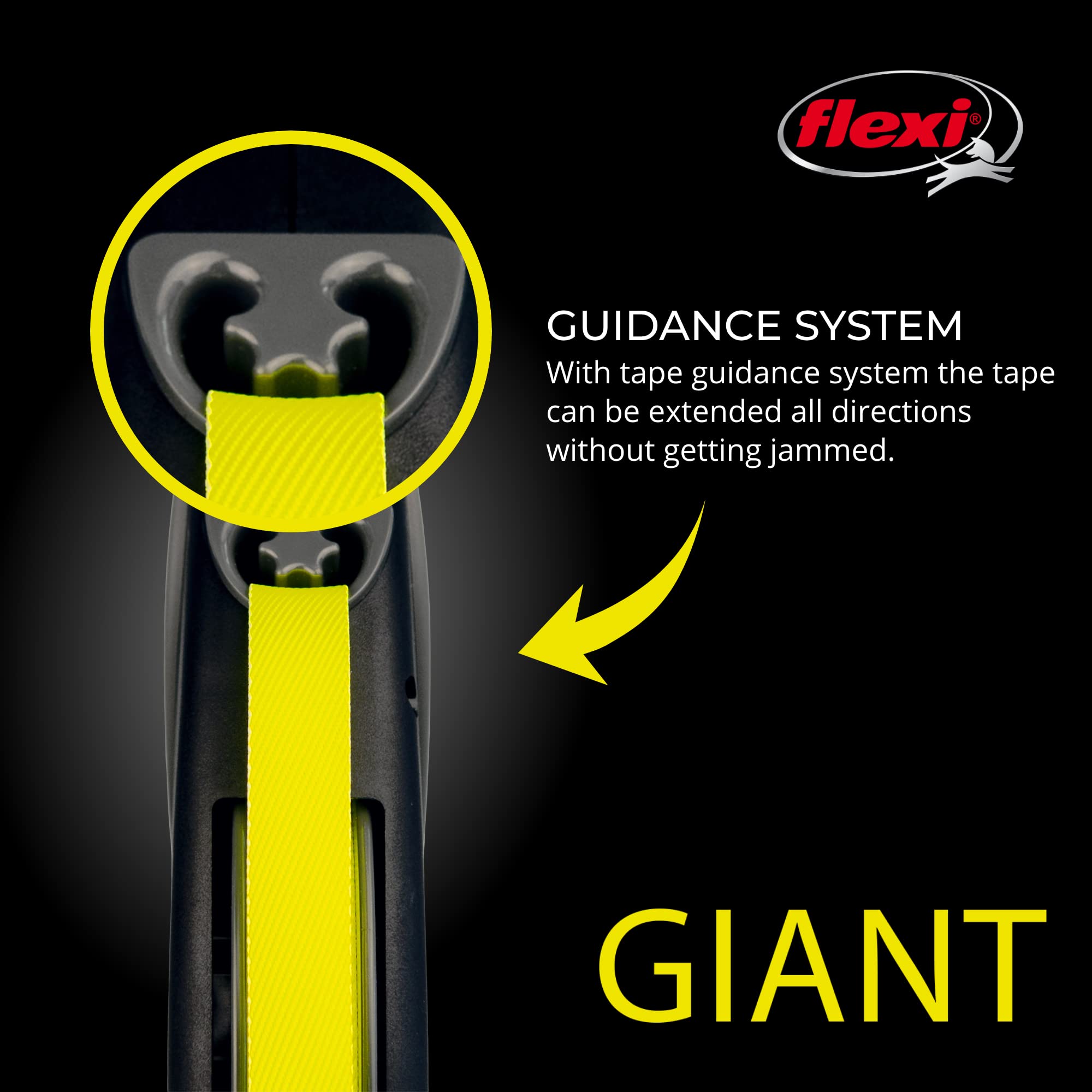 Flexi Giant Tape Retractable Dog Leashes For Medium Dogs Upto 55 Lbs. – 26 Ft., Black | Tangle Free Pet Walking Leash With One-Handed Brake, Pause, Lock|German Quality Product